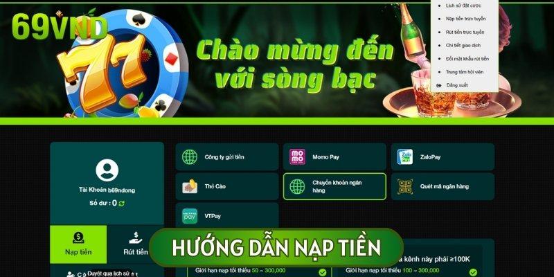 Hướng dẫn nạp tiền vào tài khoản với đa dạng các phương thức