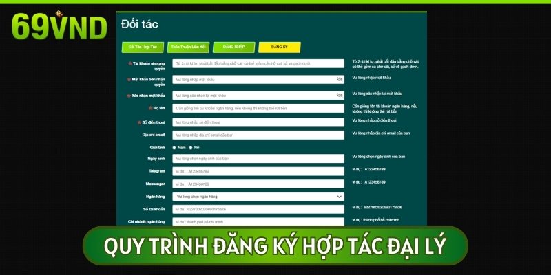 Quy trình đăng ký trở thành đối tác của nhà cái 69VN đơn giản, dễ dàng