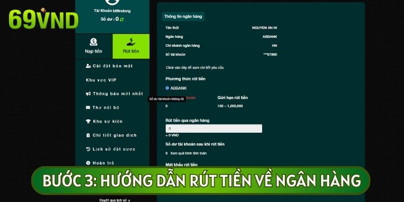 Tại đây bạn chỉ cần nhấp số tiền muốn giao dịch theo hướng dẫn rút tiền