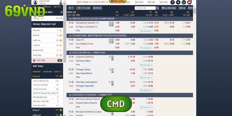 Sảnh cược CMD 69VN được đông đảo người chơi yêu thích