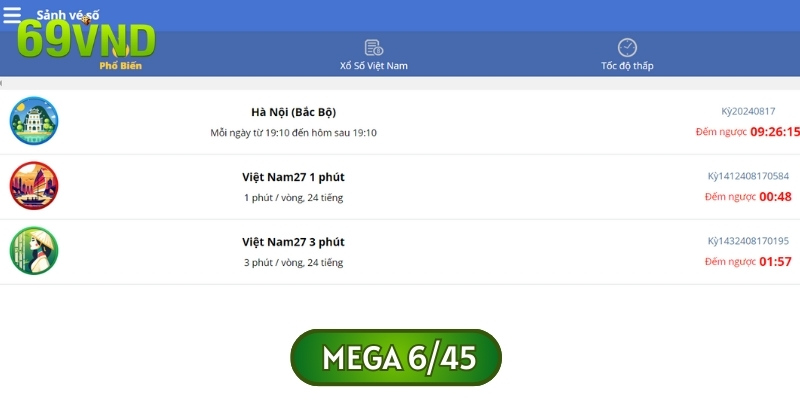 Mega 6/45 là loại hình giải trí hấp dẫn và đầy thú vị